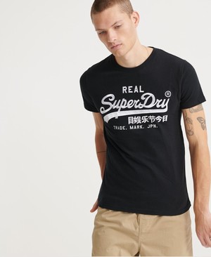 Superdry Vintage Logo Mono Embroidered Férfi Pólók Fekete | RLNOK0941